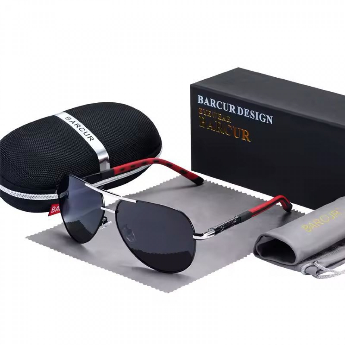 Lente de sol BARCUR rojo hombre 